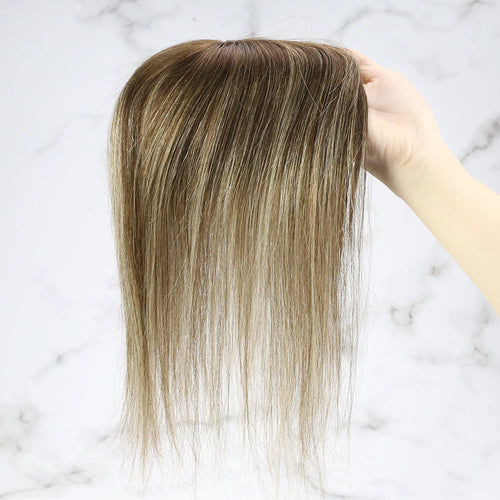 Ugeat Hair Topper For Women Natural Human Blonde Hair Extensions Mono Base 3x5inch Women Toupee Invisible Free Part Hair Toppers