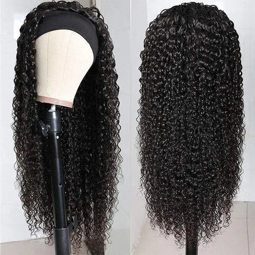 180% Density No Glue Kinky Curly Bling Hair Headband Wig Human Hair Full Machine Made Brazilian Remy Human Hair Wigs For Women