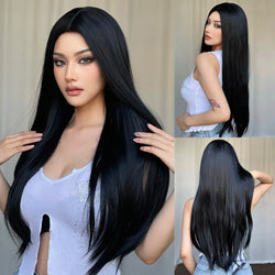 Copper Ginger Brown Long Straight Wig Synthetic Women's Wigs Middle Part Cosplay Daily Use Natural Hair Heat Resistant Fibre