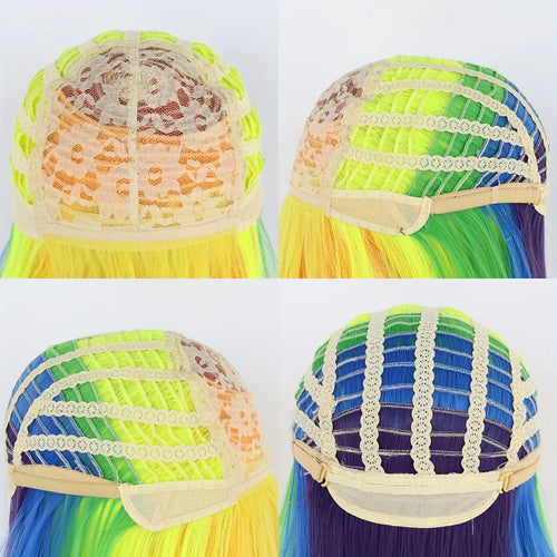 Rainbow Dash Cosplay Long Straight Rainbow Synthetic Cosplay Wig for Halloween Christmas School Thanksgiving Day