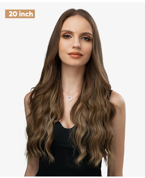 SARLA Synthetic Wave Invisible Wire With Clips Hair Extensions Fish Line Natural Blonde Clip In Hairpiece Fake Hair Piece