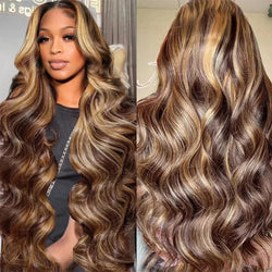 Highlight 200 density lace front wig human hair Body wave 30 inch colored wigs Brazilian 13x6 hd lace frontal wig for women