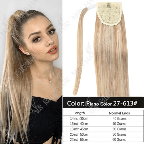 MRSHAIR Ponytail Human Hair Real Natural Hair Extensions Remy Hair Horsetail Clip On Ponytail Extensions Blonde Brown Black