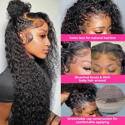 250 High Density Curly 13x6 Hd Lace Frontal Human Hair Wigs Invisible Strap Pre Plucked Deep Wave 360 Lace Front Wig Human Hair