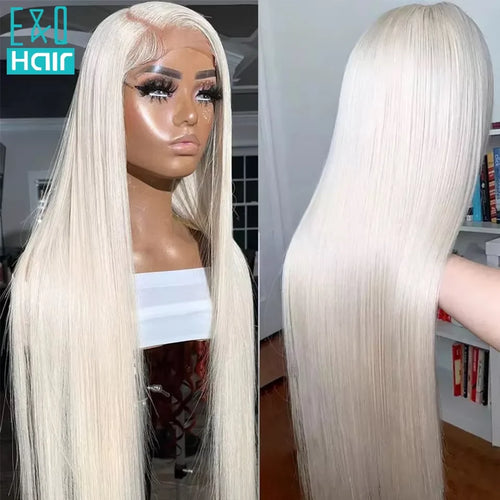 White Human Hair Wigs For Women Platinum Blonde Lace Front Wig Human Hair Straight Brazilian Remy Hair Transparent Lace Wigs