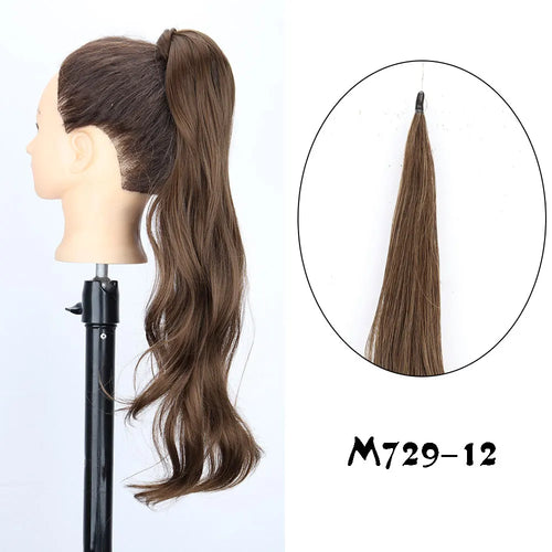 30Inch Synthetic PonyTail Long Wavy Layered Flexible Wrap Around Ponytail Hair Extensions Wave Hairpiece for Women