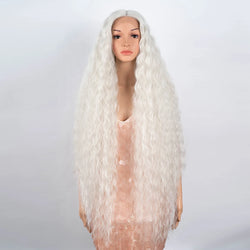 Synthetic Lace Front Wigs For Black Women 40 Inch Long Curly Lace Wigs Ombre Blonde Highlight White Cosplay Wig