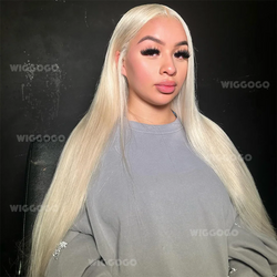 Wiggogo 13x6 Straight Lace Frontal Wig 13x4 HD Transparent 613 Blonde Colored Lace Front Human Hair  Brazilian Wigs For Women