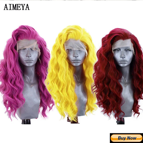 AIMEYA Synthetic Lace Front Wigs for Women Natural Hairline Synthetic Hair Lace Wig Long Brown Wig PrePlucked Cosplay Woman Wigs