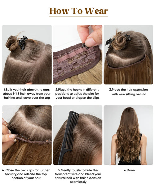 SARLA Synthetic Wave Invisible Wire With Clips Hair Extensions Fish Line Natural Blonde Clip In Hairpiece Fake Hair Piece