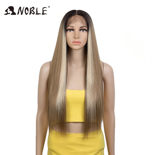 Noble Synthetic Lace Front Wig 13X7 Straight Baby Hair Wig 30 Inch Lace Wig For Women Lace Front Wig Ombre Blonde Cosplay Wig
