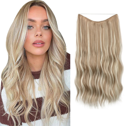 SARLA Synthetic Wave Invisible Wire With Clips Hair Extensions Fish Line Natural Blonde Clip In Hairpiece Fake Hair Piece