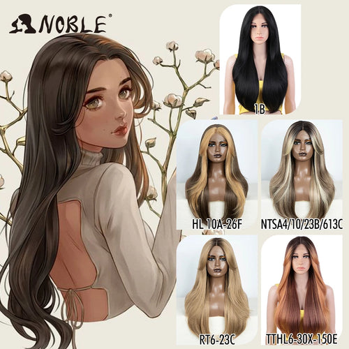 Noble Synthetic Lace Front Wig 26" Straight Ombre lace Cosplay Wig  Lace Part Wig Blonde Wigs For Women Wig synthetic Lace Wig