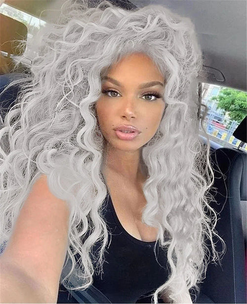 Womens Wig Long Synthetic Hair Ombre Blonde Curly Wigs Female Natural Wavy Drag Queen Regular Wig 80s Gradient Wigs for Student