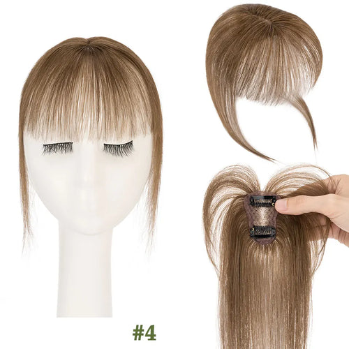 S-noilite 2.4"x3.15" Fringe Air Bang 100% Human Hair Topper Natural Hairline for Women Clip In Hairpieces 10g Light Bangs 10"