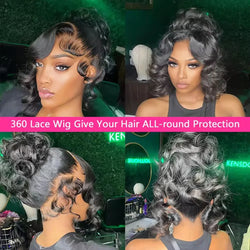 Body Wave 360 HD Full Lace Front Wigs Human Hair Pre Plucked Glueless Wig Invisible Drawstring 100% Brazilian Virgin Human Hair