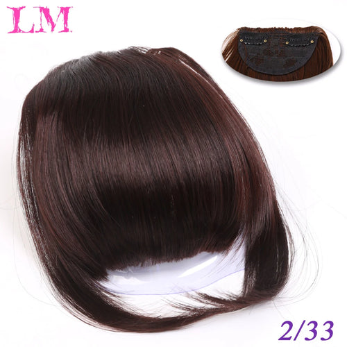 LM Natural Straight Synthetic Blunt Bangs High Temperature Fiber Brown Women Clip-In Full Bangs With Fringe Of Hair 6 Inch