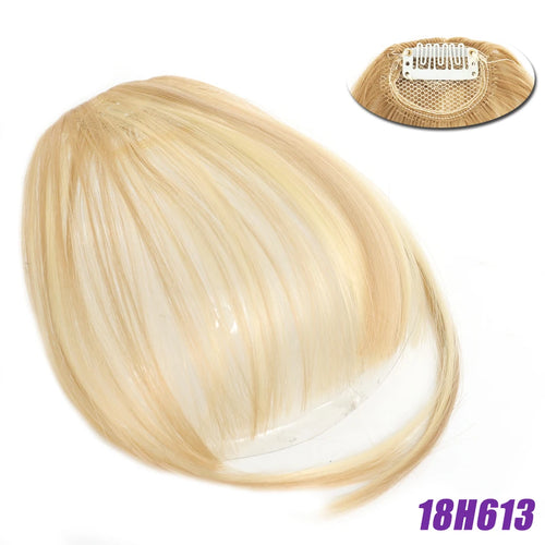 LM Natural Straight Synthetic Blunt Bangs High Temperature Fiber Brown Women Clip-In Full Bangs With Fringe Of Hair 6 Inch