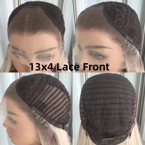 13x4 Lace Front Wig Highlight Brown Layered Straight Synthetic Lace Wigs for Women Blonde mix Brown Colored Wig Pre Plucked