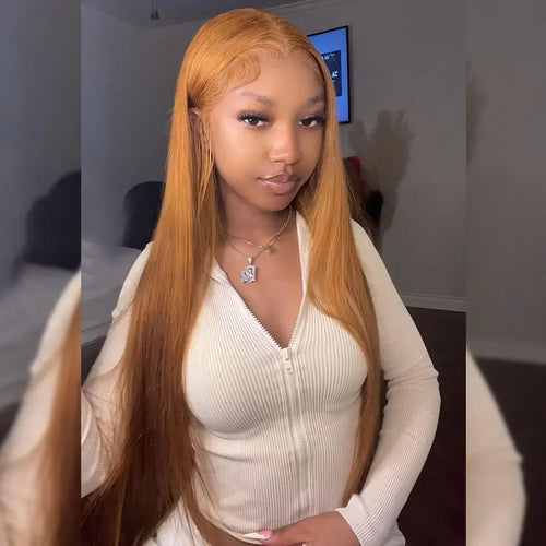 Bone Straight Honey Blonde Wig Human Hair 13x6 Hd Lace Frontal Wigs For Women 36 Inch #27 Colored Wig 13x4 Lace Front Wig 200%