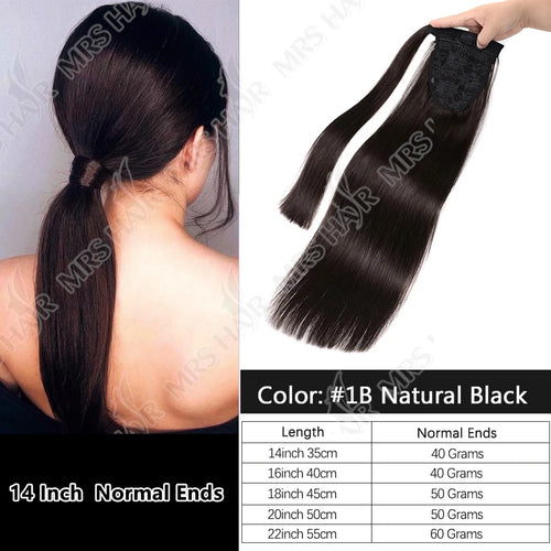 MRSHAIR Ponytail Human Hair Real Natural Hair Extensions Remy Hair Horsetail Clip On Ponytail Extensions Blonde Brown Black