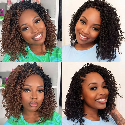 8"Yanky Twist Crochet Hair Pre-Looped Ombre Brown Synthetic Crochet Hair with Curly Ends Yank Twist Crochet Hair For Black Women