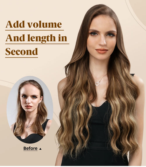 SARLA Synthetic Wave Invisible Wire With Clips Hair Extensions Fish Line Natural Blonde Clip In Hairpiece Fake Hair Piece