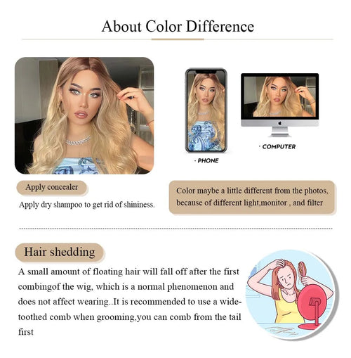 Blonde Brown Synthetic Wig With Bangs Long Curly Wigs For Women Ombre Blonde Wigs Dark Roots Heat Resistant Wigs For Daily Party