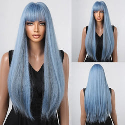 Black Hair Long Straight Wigs for Women Natural Hair Synthetic Wigs Daily Cosplay Heat Resistant