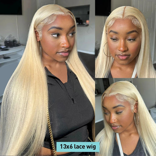 Wiggogo 13x6 Straight Lace Frontal Wig 13x4 HD Transparent 613 Blonde Colored Lace Front Human Hair  Brazilian Wigs For Women
