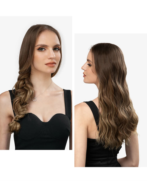 SARLA Synthetic Wave Invisible Wire With Clips Hair Extensions Fish Line Natural Blonde Clip In Hairpiece Fake Hair Piece