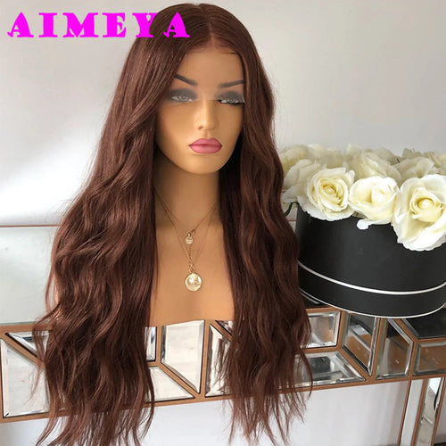 AIMEYA Platinum Blonde Lace Front Wigs for Women Long Natural Wave Synthetic Hair  Heat Resistant Fiber Hair Free Part