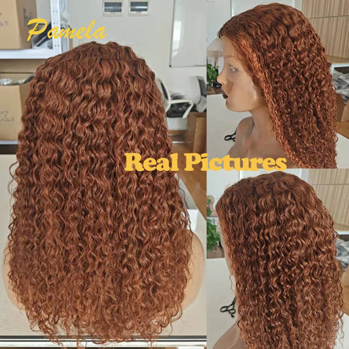 Honey Blonde Pick And Chocolate Colored Wigs Curly 13x6 Transparent Lace Frontal Human Hair Glueless Wig Pre plucked Ready To Go
