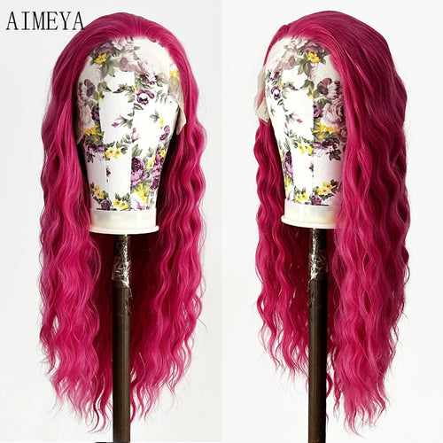 AIMEYA Synthetic Lace Front Wigs for Women Natural Hairline Synthetic Hair Lace Wig Long Brown Wig PrePlucked Cosplay Woman Wigs
