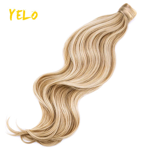 Yelo Ponytail Human Hair Extension Body Wave Wrap Around Ponytail Extension Remy Hair Blond Wavy Natural Black Curly Ponytail