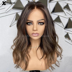 Blonde Highlight 13x4 13x6 360 Short Human Hair Wigs Brazilian Remy Ombre Brown Lace Wig Glueless Silk Top Human Hair Wigs