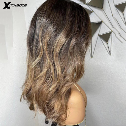 Blonde Highlight 13x4 13x6 360 Short Human Hair Wigs Brazilian Remy Ombre Brown Lace Wig Glueless Silk Top Human Hair Wigs