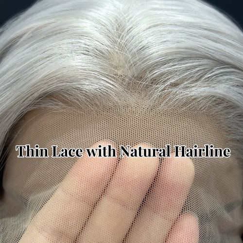 Silver Blonde Wig Short Curly Wavy Bob Grey Wig Synthetic Hair Free Part Loose Curly Light Gray 13X4 Lace Front Wigs for Women