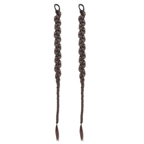 Long Braiding Synthetic Hair Extensions 2 Pieces Set Twisted Ponytail Extension with Rubber Bands Double Fishtail Braided