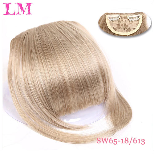 LM Natural Straight Synthetic Blunt Bangs High Temperature Fiber Brown Women Clip-In Full Bangs With Fringe Of Hair 6 Inch