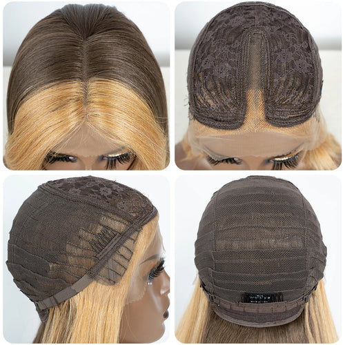 Noble Synthetic Lace Front Wig 26" Straight Ombre lace Cosplay Wig  Lace Part Wig Blonde Wigs For Women Wig synthetic Lace Wig