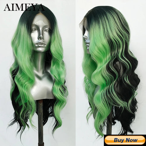 AIMEYA Synthetic Lace Front Wigs for Women Natural Hairline Synthetic Hair Lace Wig Long Brown Wig PrePlucked Cosplay Woman Wigs