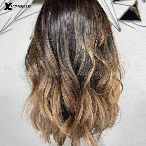 Blonde Highlight 13x4 13x6 360 Short Human Hair Wigs Brazilian Remy Ombre Brown Lace Wig Glueless Silk Top Human Hair Wigs