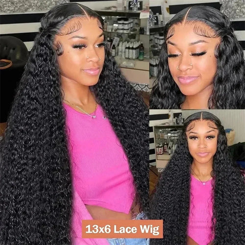 36 34 Inch Deep Wave Frontal Wig 13X6 Lace Brazilian Human Hair Wig 13x4 Lace Frontal Wig Kinky Curly Human Hair Wig For Women