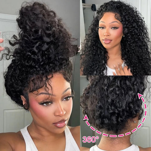 250 High Density Curly 13x6 Hd Lace Frontal Human Hair Wigs Invisible Strap Pre Plucked Deep Wave 360 Lace Front Wig Human Hair