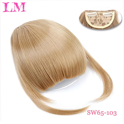 LM Natural Straight Synthetic Blunt Bangs High Temperature Fiber Brown Women Clip-In Full Bangs With Fringe Of Hair 6 Inch