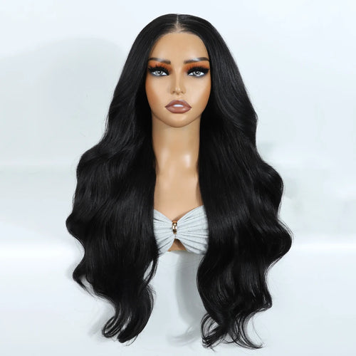 FREEDOM Synthetic Lace Front Wigs For Woman Long Body Wave Lace Wig Ombre Brown 6x4 Pre Plucked Pre Cut Wear and Go Glueless Wig