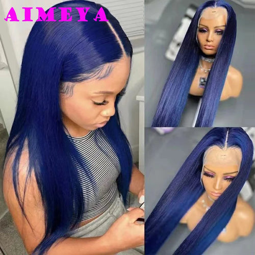 AIMEYA Platinum Blonde Lace Front Wigs for Women Long Natural Wave Synthetic Hair  Heat Resistant Fiber Hair Free Part
