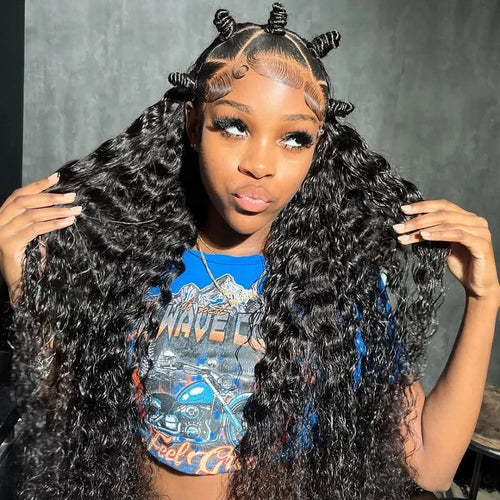 250 High Density Curly 13x6 Hd Lace Frontal Human Hair Wigs Invisible Strap Pre Plucked Deep Wave 360 Lace Front Wig Human Hair