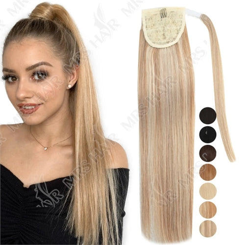 MRSHAIR Ponytail Human Hair Real Natural Hair Extensions Remy Hair Horsetail Clip On Ponytail Extensions Blonde Brown Black